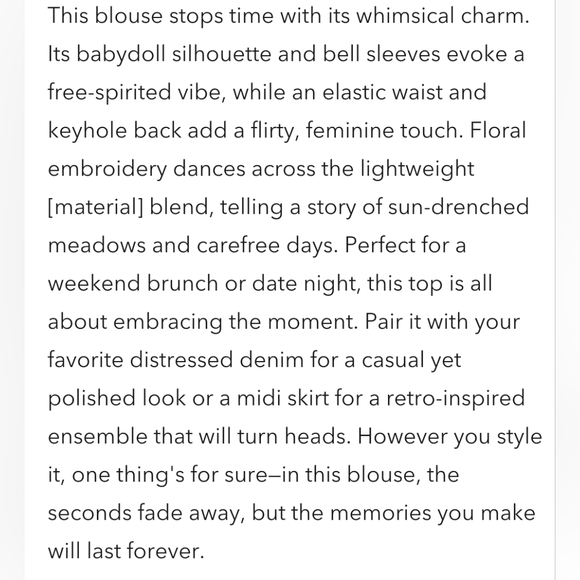 🆕Andree by Unit Long Sleeve Bell Floral Peplum Blouse - Picture 12 of 15